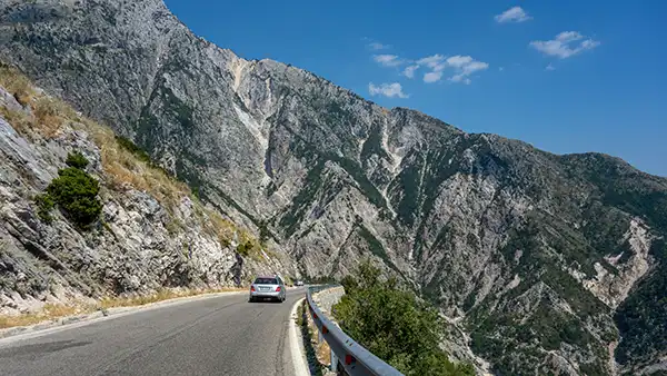 Mountain road and Ionian Sea views from Llogara Pass in Albania